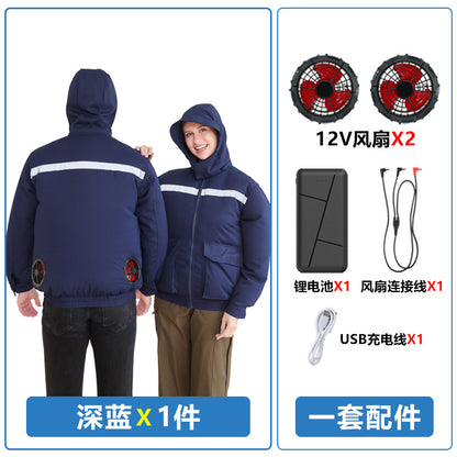 Summer Air-Conditioned Clothing for Outdoor Labor Protection, Cooling and Sun Protection Clothing, Hooded Fan Clothing for Men and Women, Specially Designed for Outdoor Labor Protection