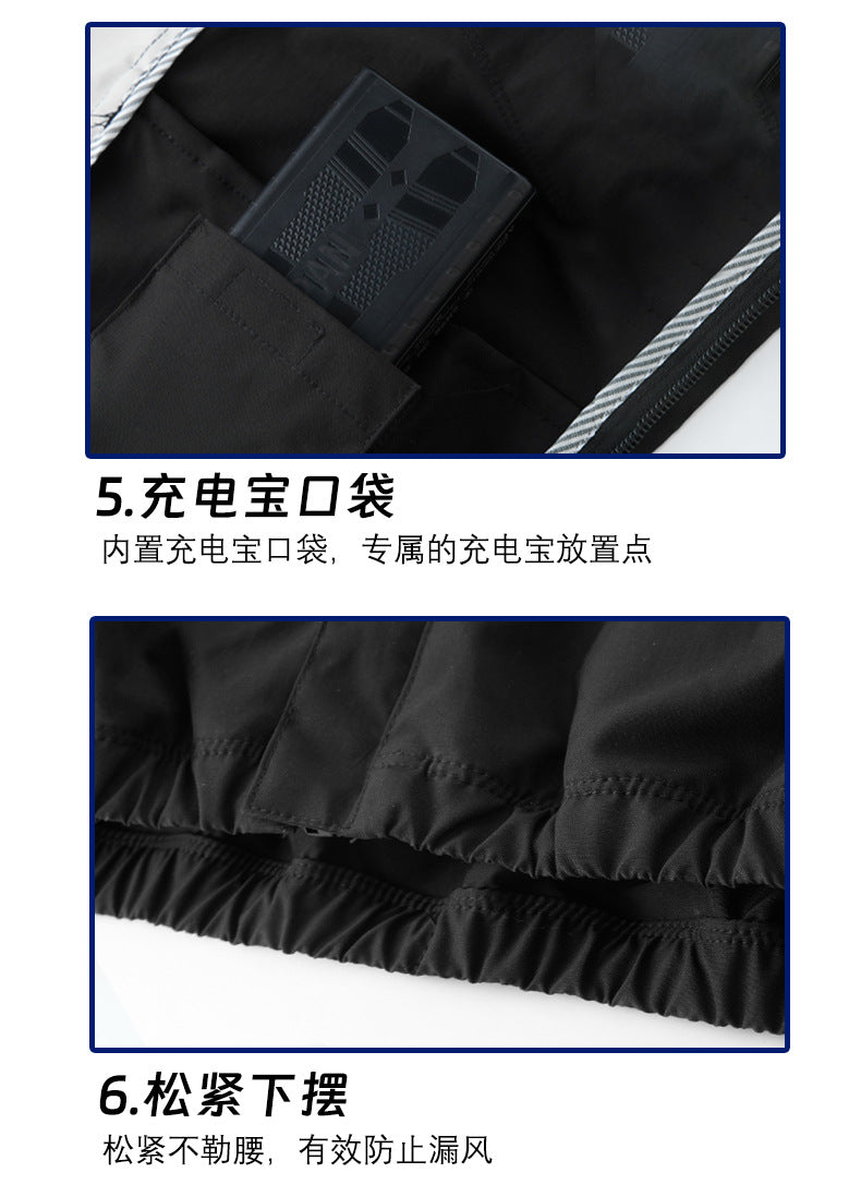 夏用新型三穴ファン空調服 屋外冷却日焼け止めパーカー スタンドカラージャケット作業着