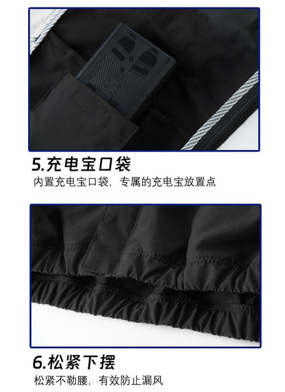 夏用新型三穴ファン空調服 屋外冷却日焼け止めパーカー スタンドカラージャケット作業着
