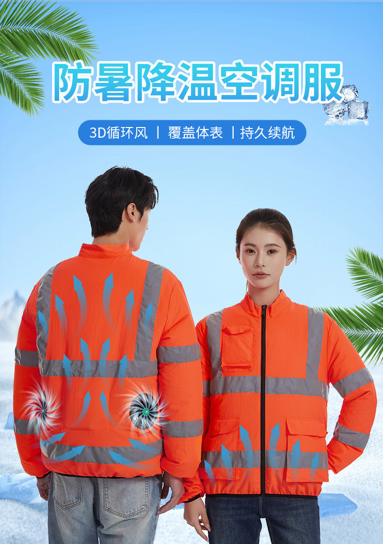 国境を越える夏新作反射ストリップ空調服ジャケットファン付き安全作業服メンズサービス服