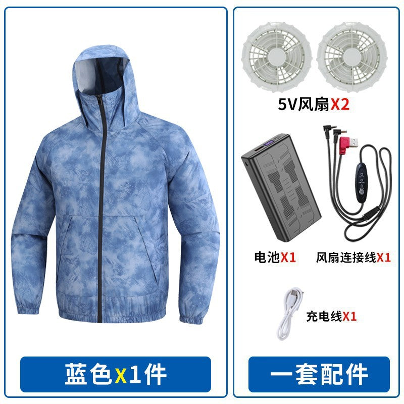 新ファン日焼け止め服、熱中症予防屋外作業着、ファン付き男女兼用冷却釣り服