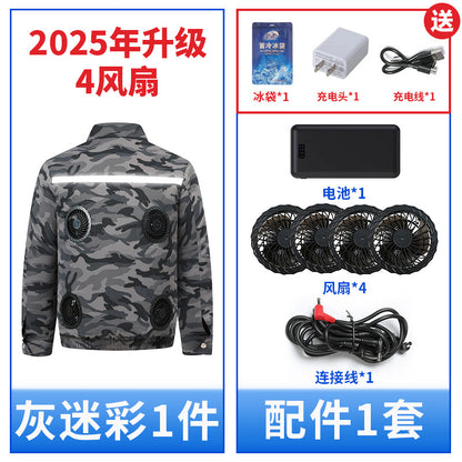 熱中症対策空調服作業服メンズ冷却ファン付き充電式現場作業員保護服溶接ジャケット