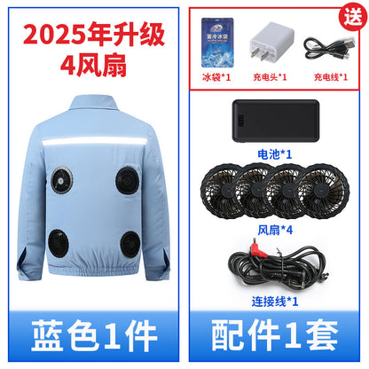 熱中症対策空調服作業服メンズ冷却ファン付き充電式現場作業員保護服溶接ジャケット