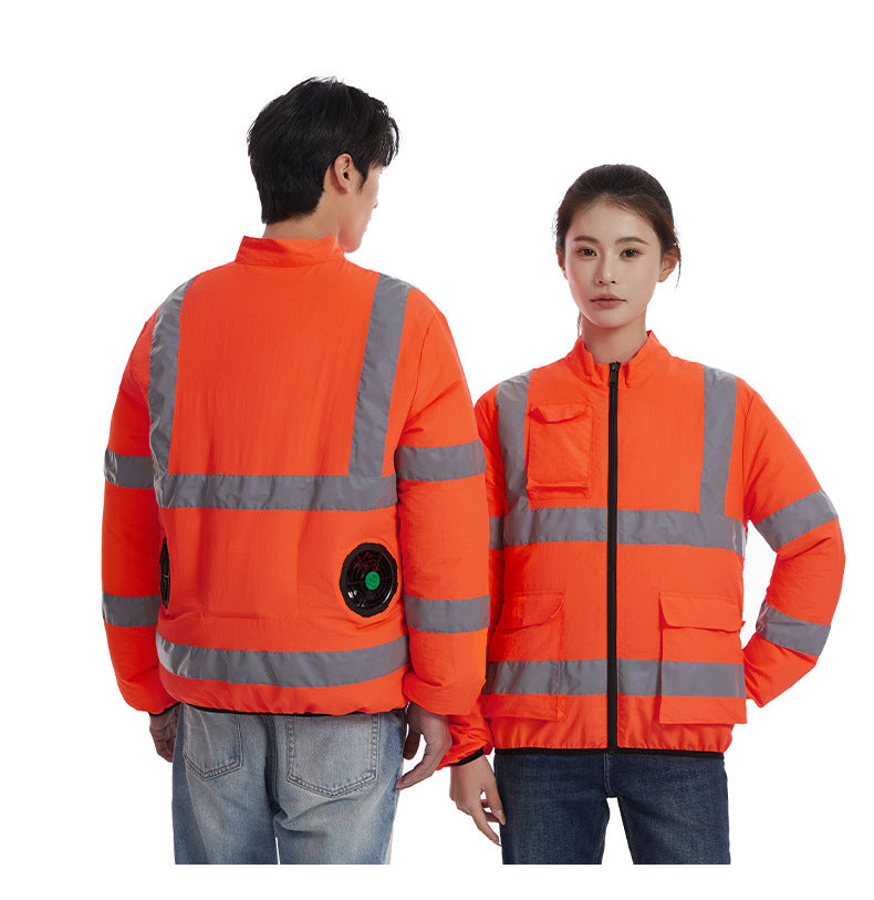 国境を越える夏新作反射ストリップ空調服ジャケットファン付き安全作業服メンズサービス服