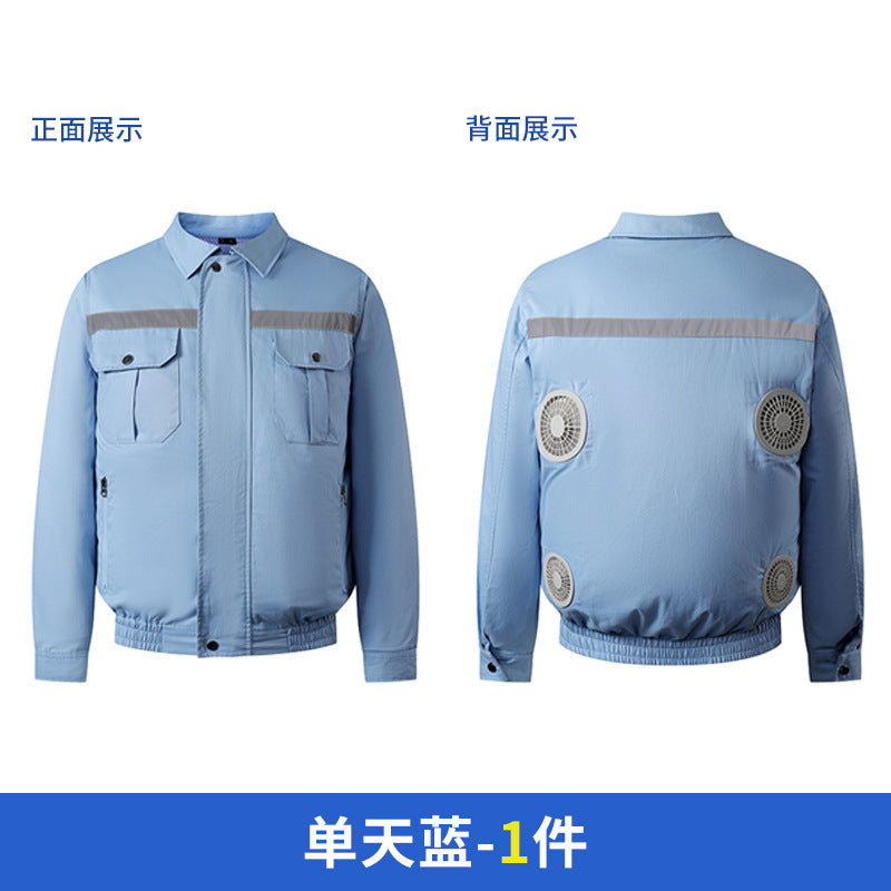 夏用4ファン空調服 冷却・保冷 反射材付き日焼け止めファン付きアウトドア作業着