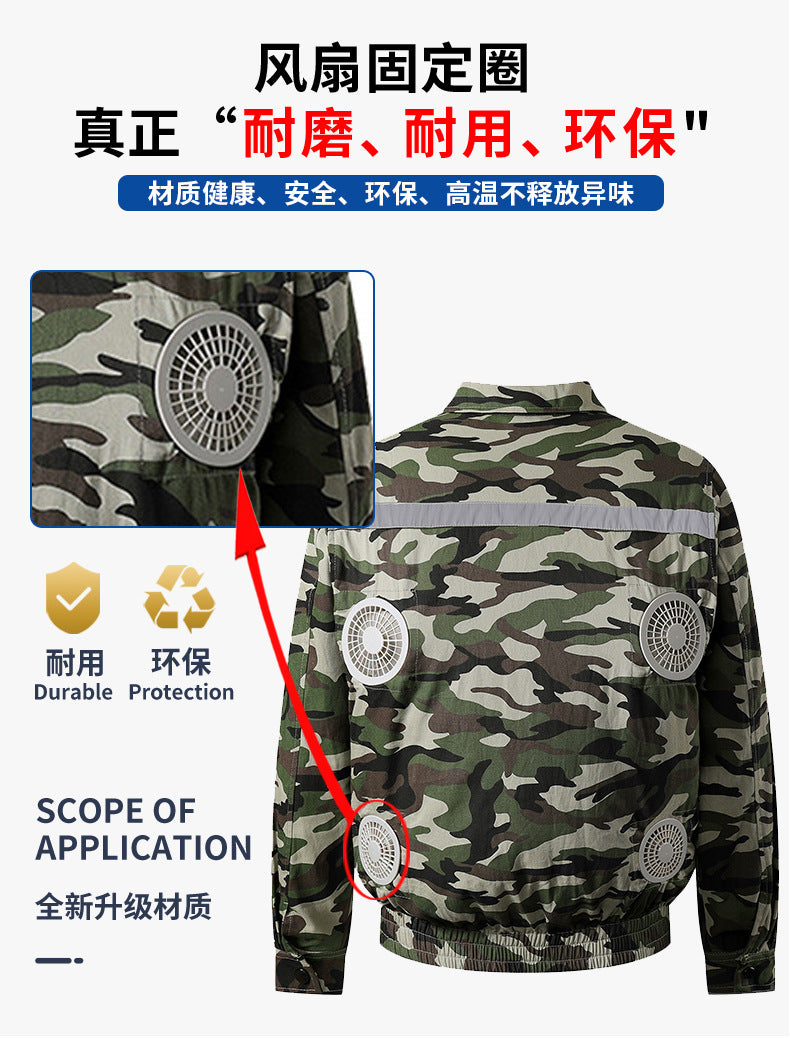 夏用4ファン空調服 冷却・保冷 反射材付き日焼け止めファン付きアウトドア作業着