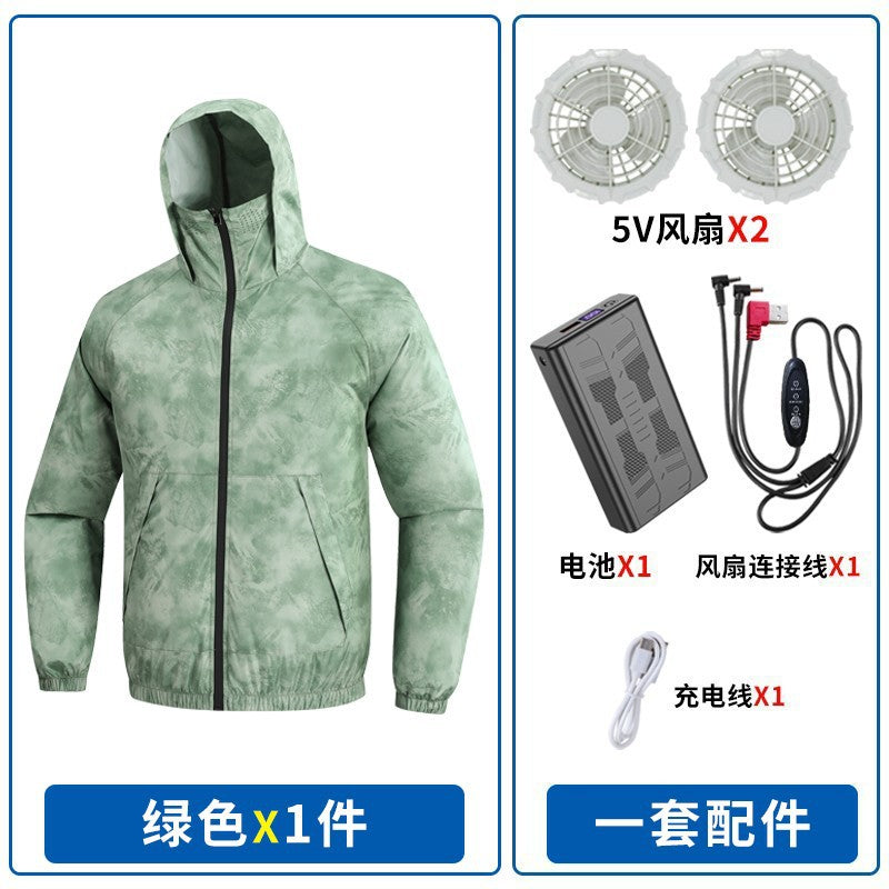 新ファン日焼け止め服、熱中症予防屋外作業着、ファン付き男女兼用冷却釣り服