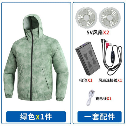 新ファン日焼け止め服、熱中症予防屋外作業着、ファン付き男女兼用冷却釣り服