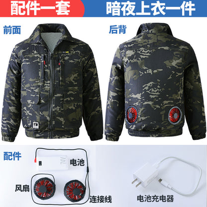 メンズ夏用空調服、ファン付き冷却服、溶接現場熱中症対策作業着