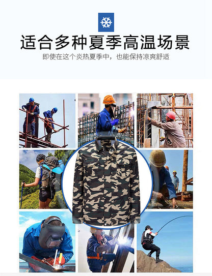 夏の空調服、ファン4基で冷却、屋外高温熱中症対策、充電式冷蔵、電気溶接作業着、防護服