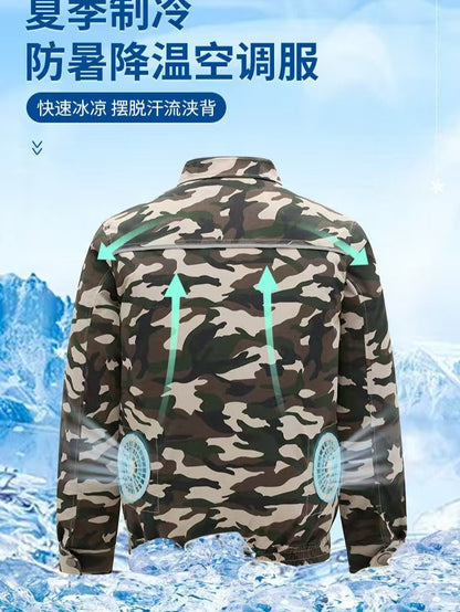 熱中症対策空調服作業服メンズ冷却ファン付き充電式現場作業員保護服溶接ジャケット