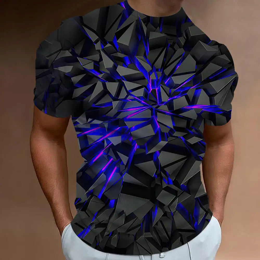 メンズ ファッション Tシャツ 3Dラインプリント 男性用 ストリート デザイナー 半袖 オーバーサイズ トップス Tシャツ 日常 カジュアル スポーツウェア