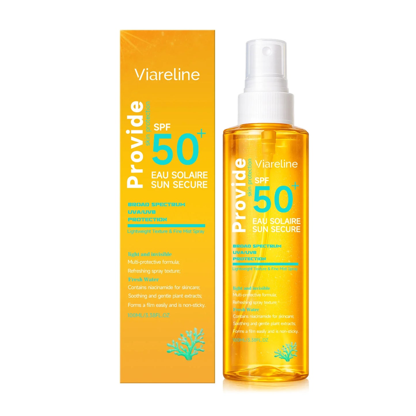 100ML SPF50 日焼け止めスプレー ベタつかない 肌保護 保湿 なめらかさ向上 リフレッシュ 日焼け防止 日焼け止めスプレー