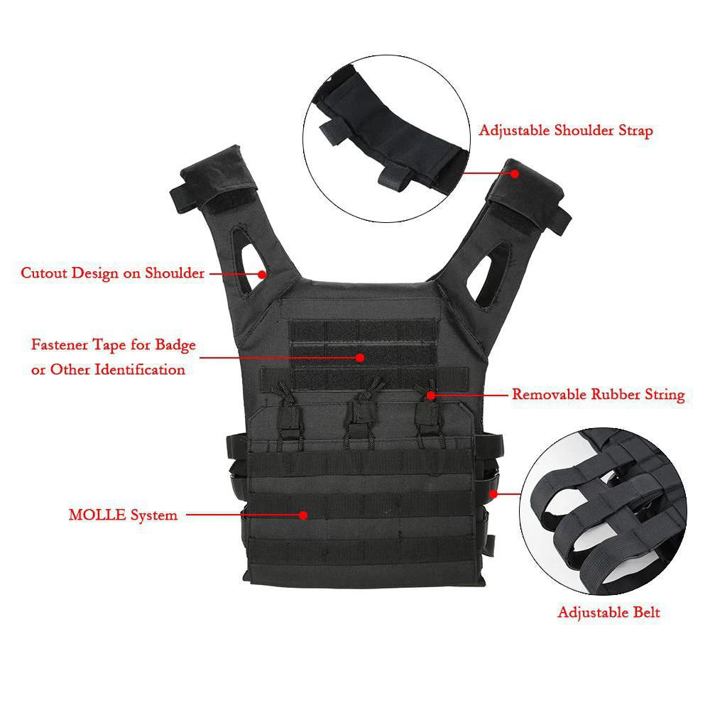 600D Body Armor Molle Hunting Lightweight Plate Carrier JPC tactical Vest With EVA Foam Board CS Game Jungle Security Equipment by PETAL & GLOW