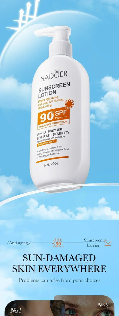 SPF90+ 日焼け止め、UVカット、美白日焼け止め、保湿、美白、顔と体用日焼け止め、スキンケア、アンチエイジング