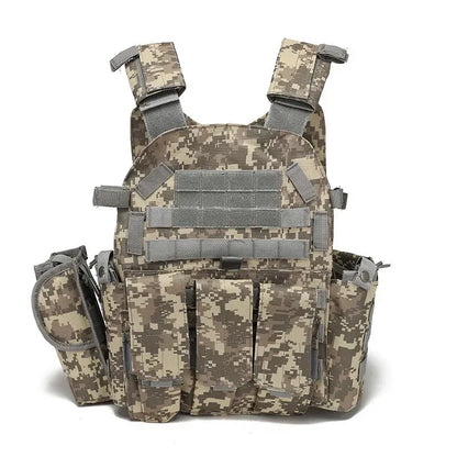6094 Military Tactical Vest Body Armor Combat Army CS Gear Hunting Plate Carrier Airsoft Accessories Wargame Pouch Molle Vest by PETAL & GLOW