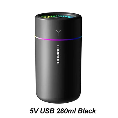 180MLミニ加湿器 USB電動アロマディフューザー エッセンシャルオイル精油加湿器 アロマテラピーミストメーカー 車用家庭用寝室用LEDライト付き