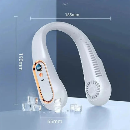 首掛け扇風機 デジタル表示 電源ベンチレーター 羽なし 首かけファン ポータブルミニエアコン USB充電式扇風機