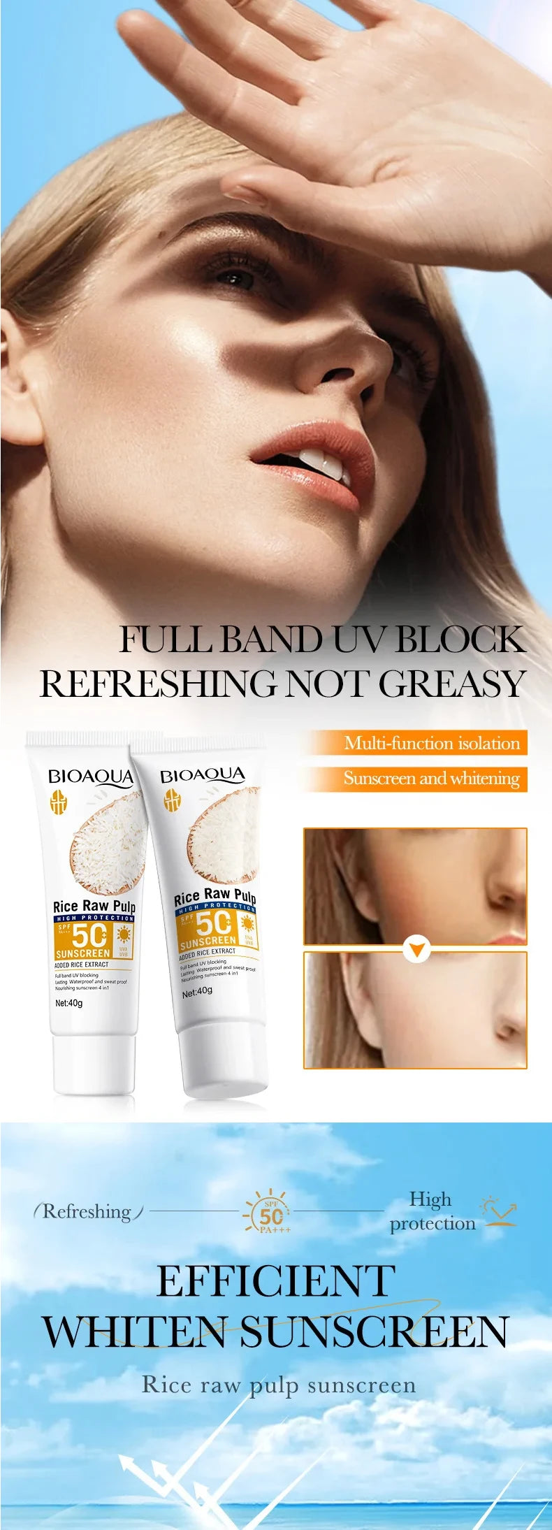 顔用日焼け止めクリーム SPF50+ ボディプロテクター 日焼け止めローション 長時間持続 べたつかない 日焼け防止 紫外線対策 サンスクリーン