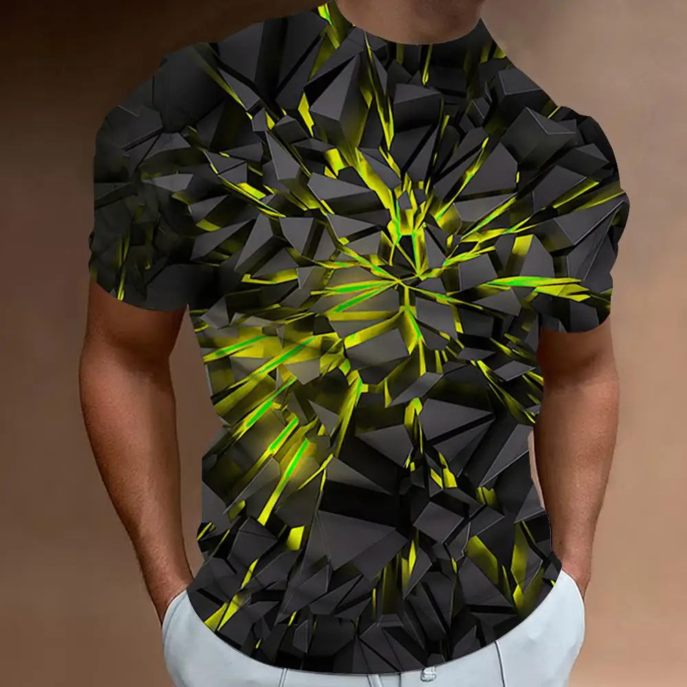 メンズ ファッション Tシャツ 3Dラインプリント 男性用 ストリート デザイナー 半袖 オーバーサイズ トップス Tシャツ 日常 カジュアル スポーツウェア