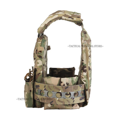 Ferro V5 FCPC Tactical Plate Carrier Quick Release Portable Body Armor Molle Airsoft Hunting Vest with 556 Triple Magazine Pouch by PETAL & GLOW
