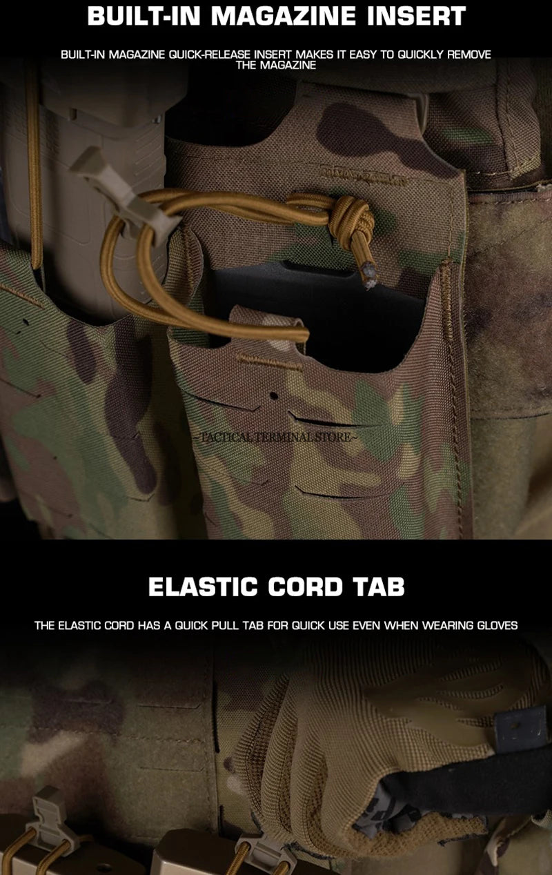 Ferro V5 FCPC Tactical Plate Carrier Quick Release Portable Body Armor Molle Airsoft Hunting Vest with 556 Triple Magazine Pouch by PETAL & GLOW