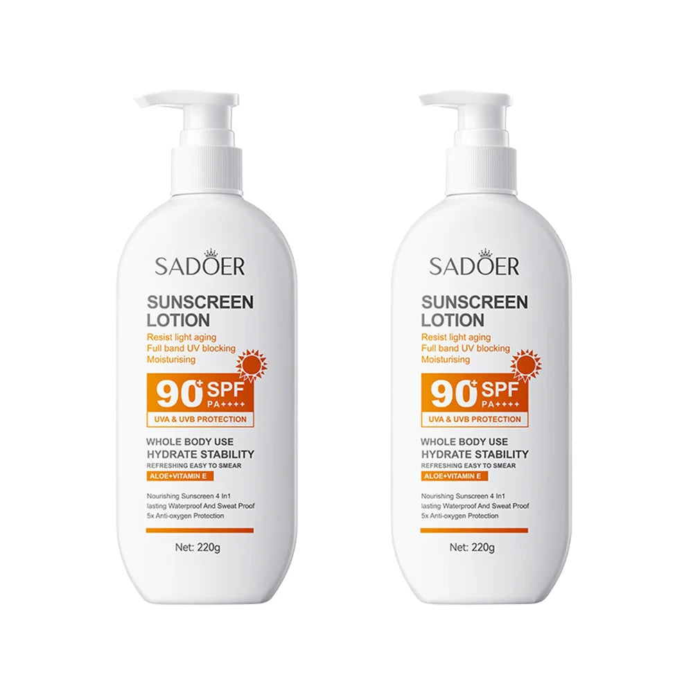 Lotion Solaire Pour Le Corps Et Le Visage, Super 220g, 50g Small bottle size, SPF 90 PA +++++, Utilisation Pour Tout Le Corps,