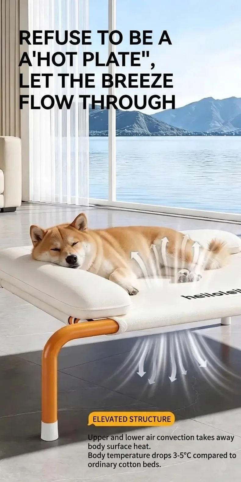 Dog camping bed, suitable for all seasons, removable and washable, off-the-ground and moisture-proof