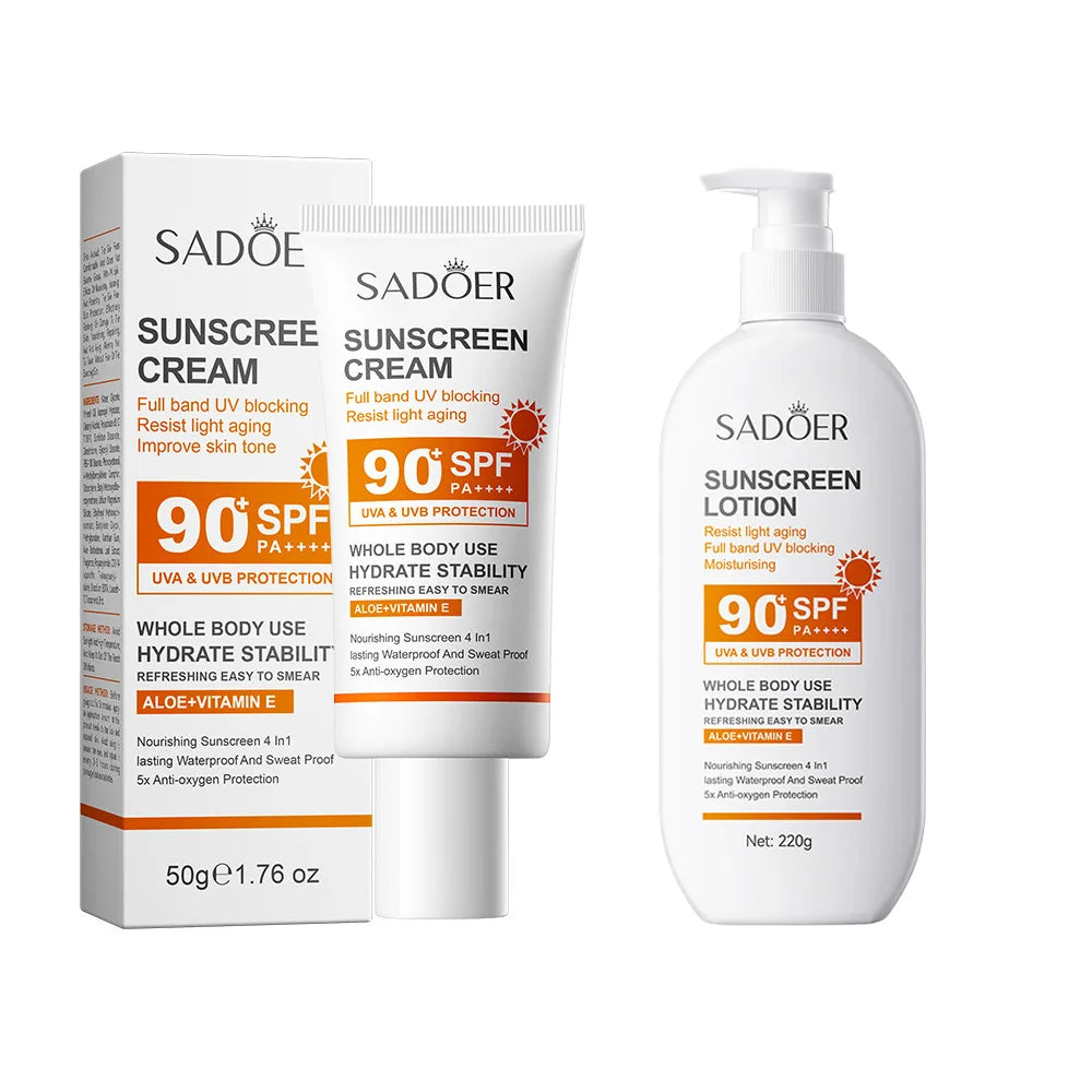 Lotion Solaire Pour Le Corps Et Le Visage, Super 220g, 50g Small bottle size, SPF 90 PA +++++, Utilisation Pour Tout Le Corps,