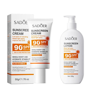Lotion Solaire Pour Le Corps Et Le Visage, Super 220g, 50g Small bottle size, SPF 90 PA +++++, Utilisation Pour Tout Le Corps,