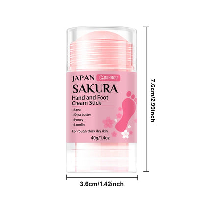 JUINHOU 60% Urea + 2% Salicylic Acid Cherry Blossom Scent Hand & Foot Cream Stick Deep Hydration, Dry Skin Care, Heel Protection