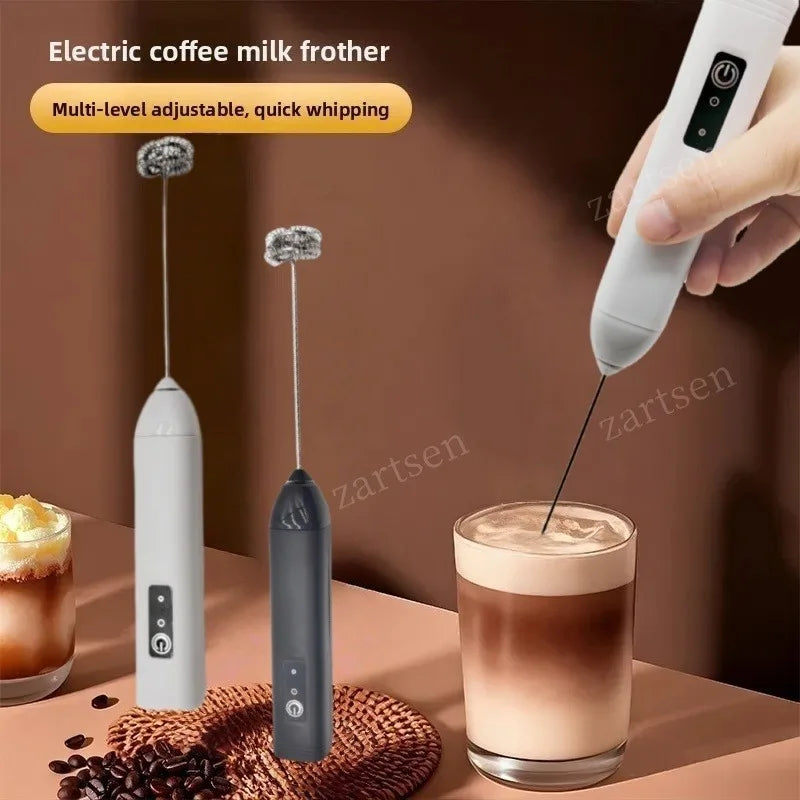 ワイヤレスミルク泡立て器 電動タイプC ハンドヘルドブレンダー ステンレス製ミニコーヒーメーカー 泡立て器ミキサー コーヒーカプチーノクリーム用