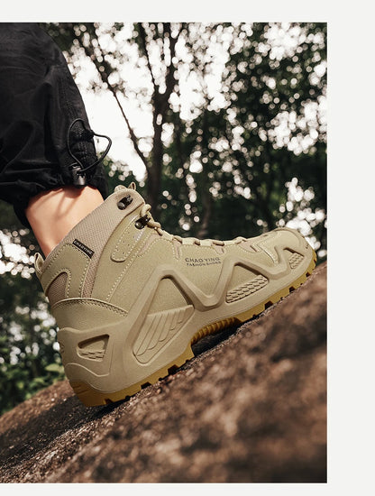 Men Tactical Boots Army Boots Mens Military Desert Waterproof Work Safety Shoes Climbing Hiking Shoes Ankle Men Outdoor Boots by PETAL & GLOW