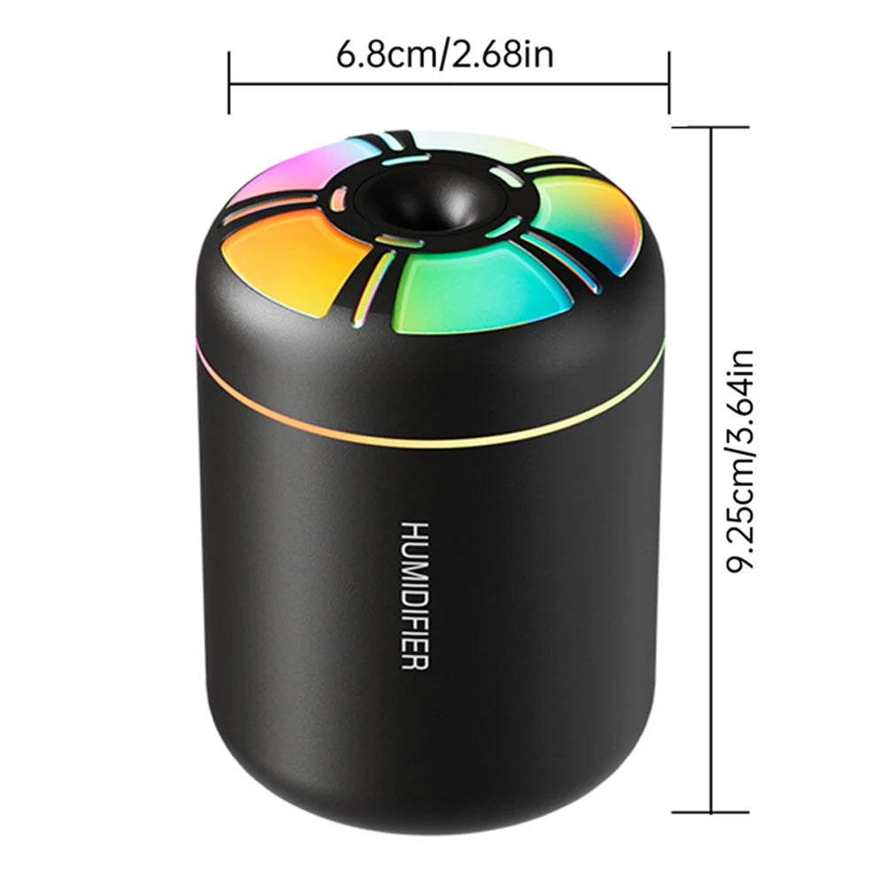 180MLミニ加湿器 USB電動アロマディフューザー エッセンシャルオイル精油加湿器 アロマテラピーミストメーカー 車用家庭用寝室用LEDライト付き