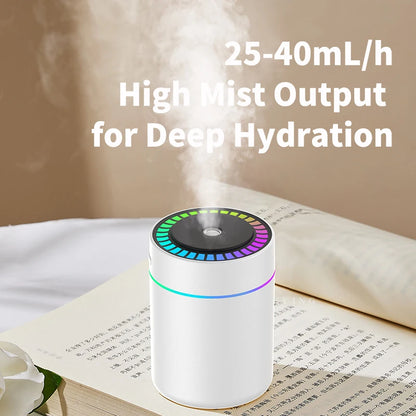 180MLミニ加湿器 USB電動アロマディフューザー エッセンシャルオイル精油加湿器 アロマテラピーミストメーカー 車用家庭用寝室用LEDライト付き