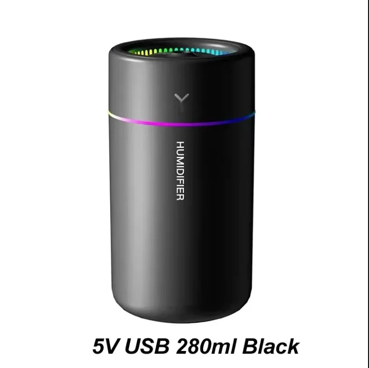 180MLミニ加湿器 USB電動アロマディフューザー エッセンシャルオイル精油加湿器 アロマテラピーミストメーカー 車用家庭用寝室用LEDライト付き