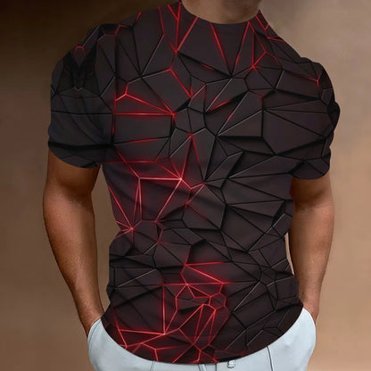 メンズ ファッション Tシャツ 3Dラインプリント 男性用 ストリート デザイナー 半袖 オーバーサイズ トップス Tシャツ 日常 カジュアル スポーツウェア