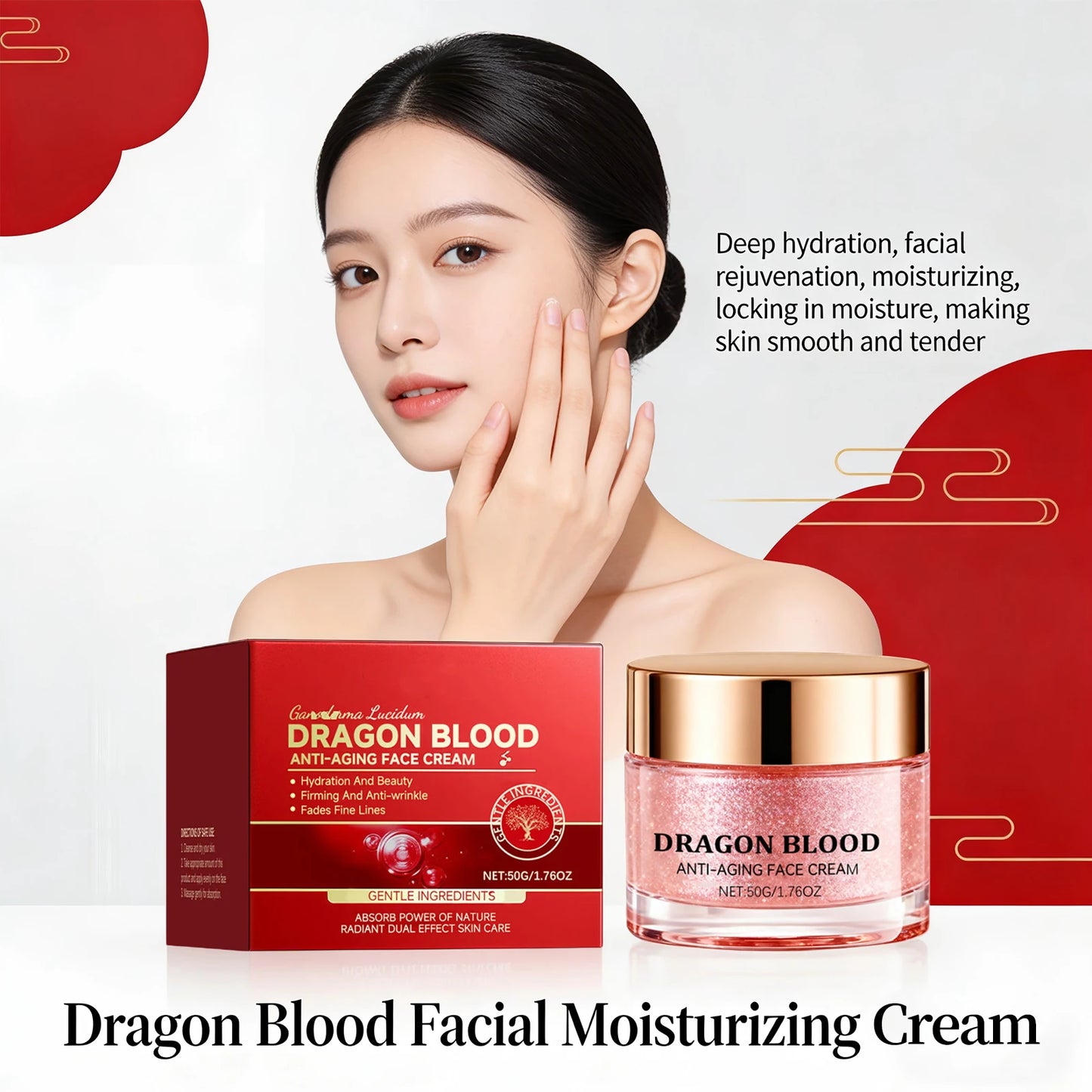 Dragon Blood Face Cream Anti Aging Fade Fine Lines Moisturizing Nourishing Skin Hydrating Improve Dry Skin Firming Face Care by PETAL & GLOW