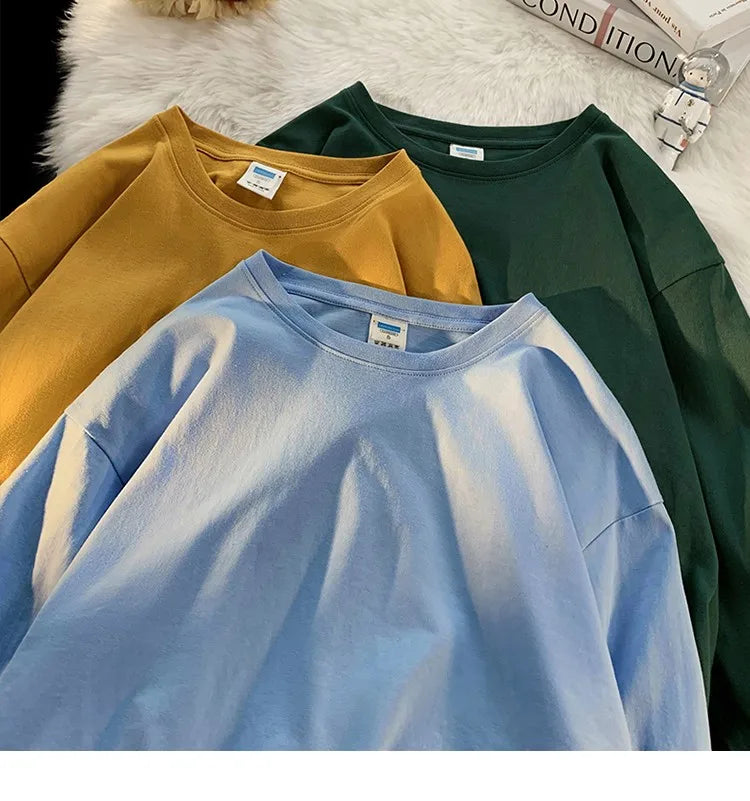 メンズ ブランクTシャツ ホワイト S-3XL オーバーサイズ 無地 ラージサイズ ファッション 長袖 トップス 男女兼用