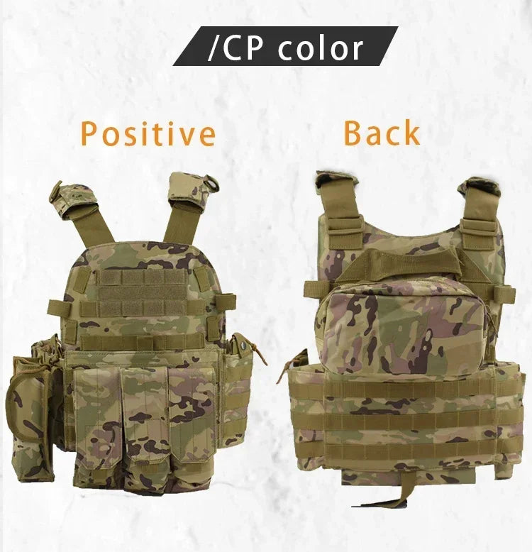 6094 Military Tactical Vest Body Armor Combat 1Army CS Gear Hunting Plate Carrier Airsoft Accessories Wargame Pouch Molle Vest by PETAL & GLOW
