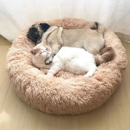 大型犬用ベッド40-90cm、6サイズ展開の丸型ペットベッド、極厚ふわふわ猫ベッド、中型犬用ハウス、冬用暖かスリーピングベッド