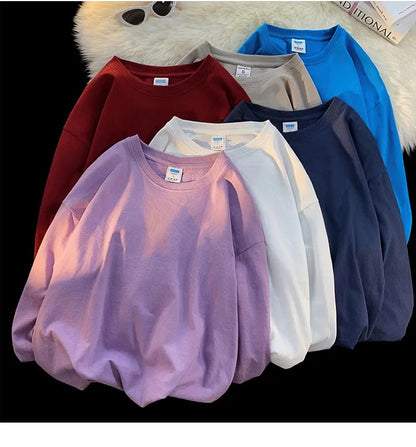 メンズ ブランクTシャツ ホワイト S-3XL オーバーサイズ 無地 ラージサイズ ファッション 長袖 トップス 男女兼用