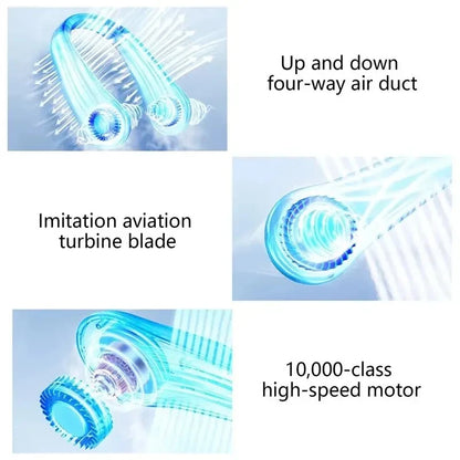 首掛け扇風機 デジタル表示 電源ベンチレーター 羽なし 首かけファン ポータブルミニエアコン USB充電式扇風機