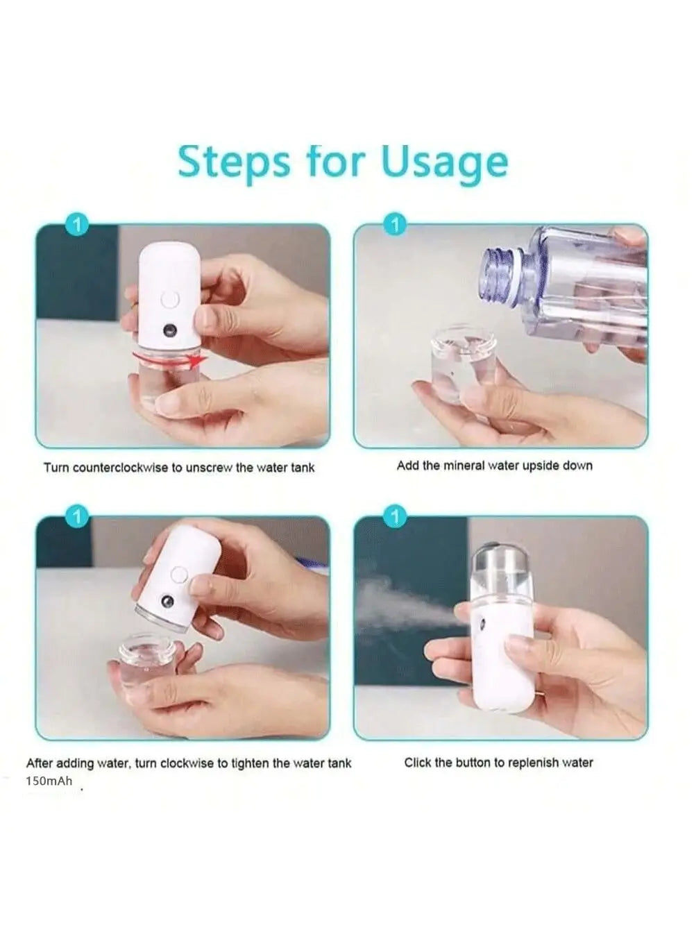 USB充電式携帯ミスト美顔器 加湿器 フェイススチーマー 保湿美容器具 フェイススキンケアツール