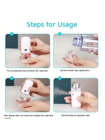 USB充電式携帯ミスト美顔器 加湿器 フェイススチーマー 保湿美容器具 フェイススキンケアツール