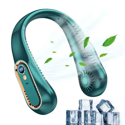 首掛け扇風機 デジタル表示 電源ベンチレーター 羽なし 首かけファン ポータブルミニエアコン USB充電式扇風機