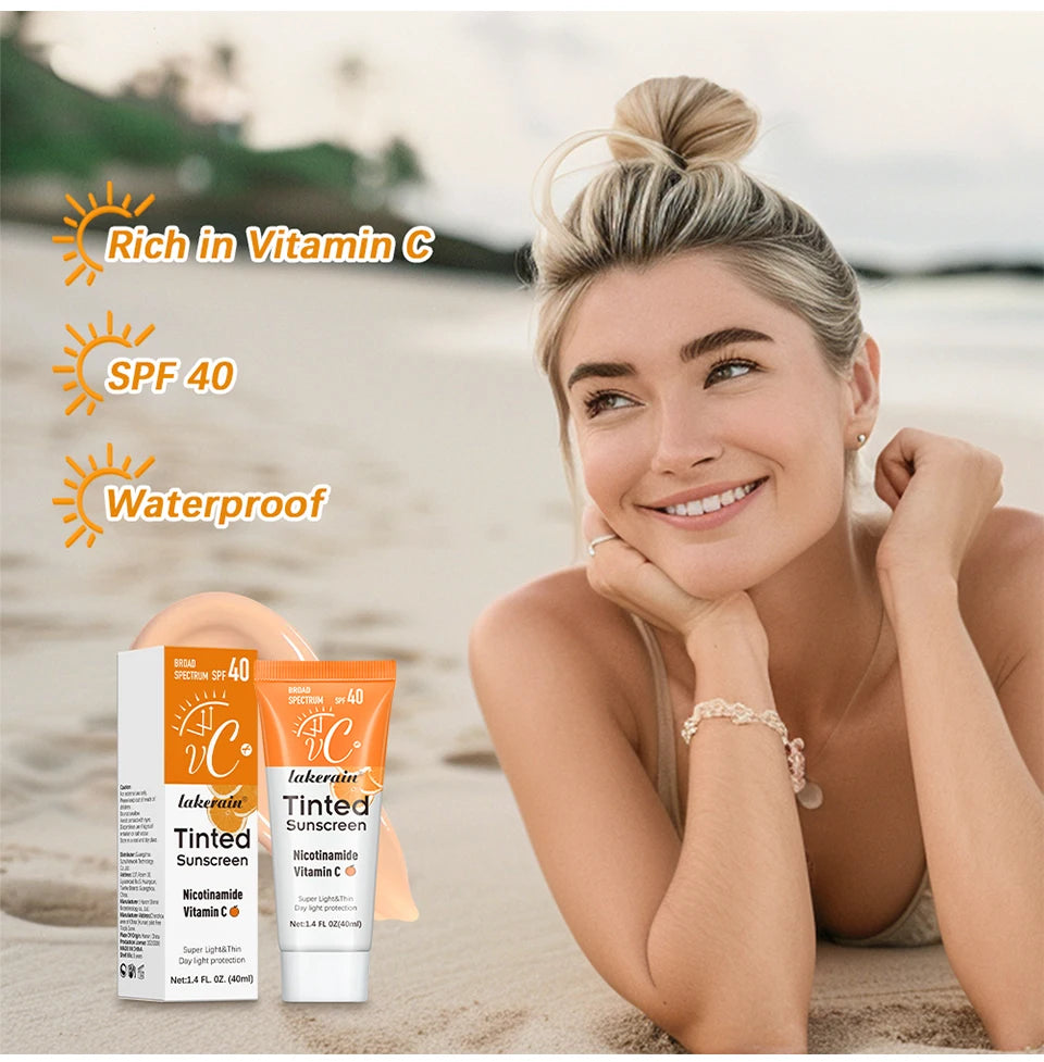 SPF40 色付き保湿VC日焼け止め スキンプロテクション リフレッシングメイクアップ サンスクリーンクリーム UVアンチエイジングレジスタンス 日焼け止め