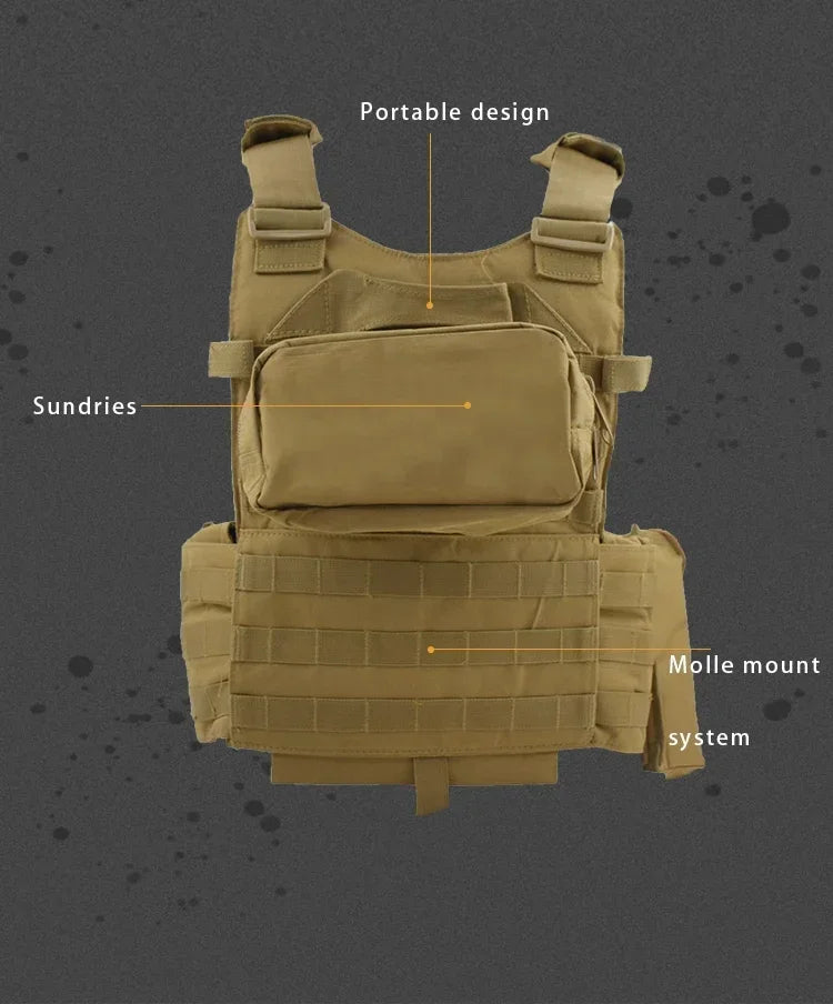 6094 Military Tactical Vest Body Armor Combat 1Army CS Gear Hunting Plate Carrier Airsoft Accessories Wargame Pouch Molle Vest by PETAL & GLOW