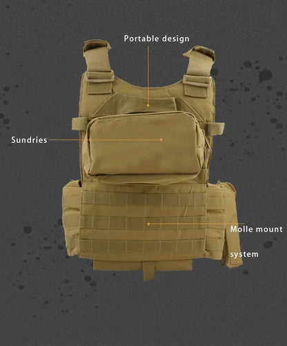 6094 Military Tactical Vest Body Armor Combat 1Army CS Gear Hunting Plate Carrier Airsoft Accessories Wargame Pouch Molle Vest by PETAL & GLOW
