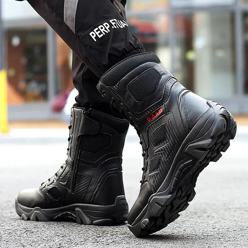 Men Male Masculine Botas Tacticas Hombre Militar Masculine SneakerMotorcycle Ankle Combat Boots Black Botas Militares Hombre by PETAL & GLOW